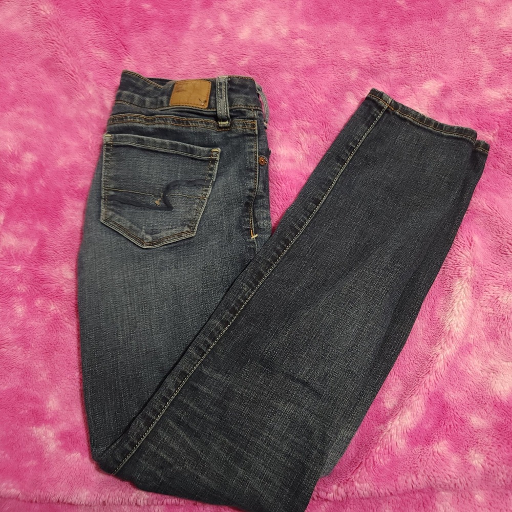 American Eagle Jeans Women's 4‎ Short Skinny Dark Wash Stretch Denim Casual